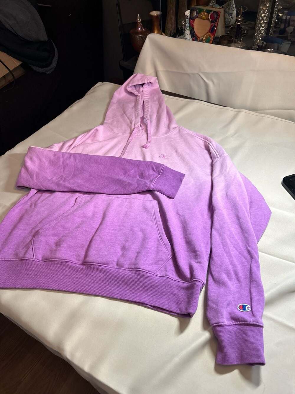 Champion Purple Ombre Dip-Dye Pullover Hoodie Size Large
